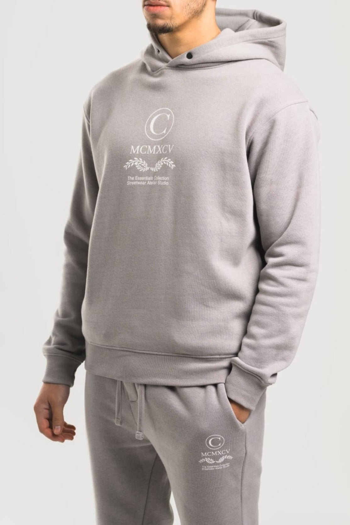 CABLE HOODIE - LT GREY