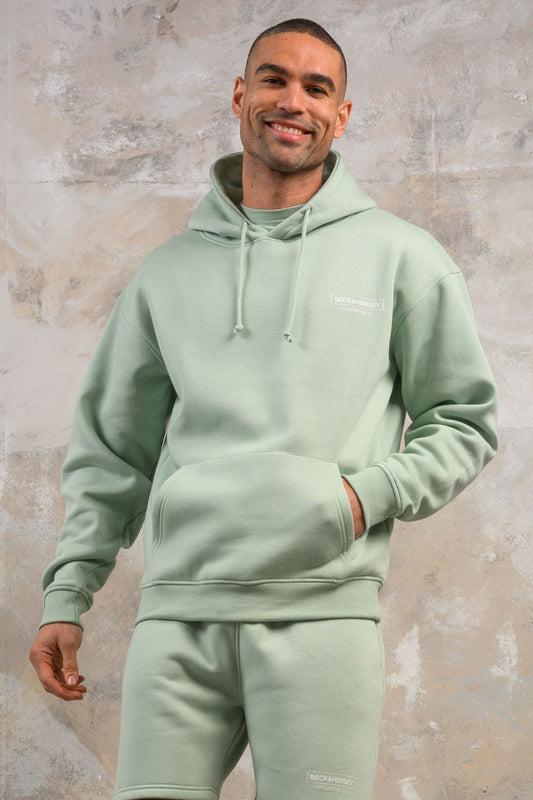 ESSENTIALS HOODY TEE & SHORT SET - SAGE