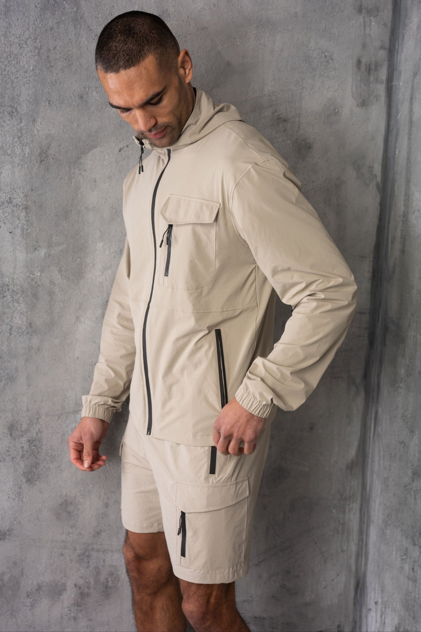 JETSTAR JACKET & SHORT SET - STONE