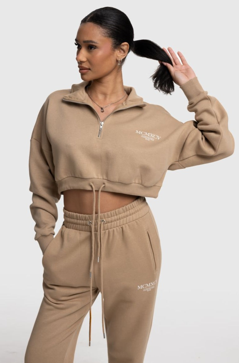 Beck & Hersey HAZE 1/4 Zip Crop - Sand