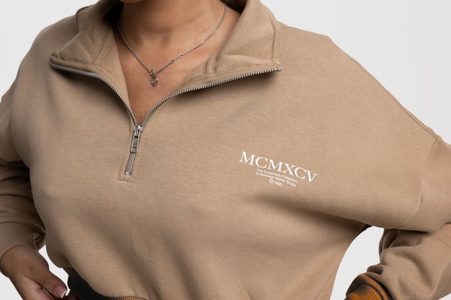 Beck & Hersey HAZE 1/4 Zip Crop - Sand
