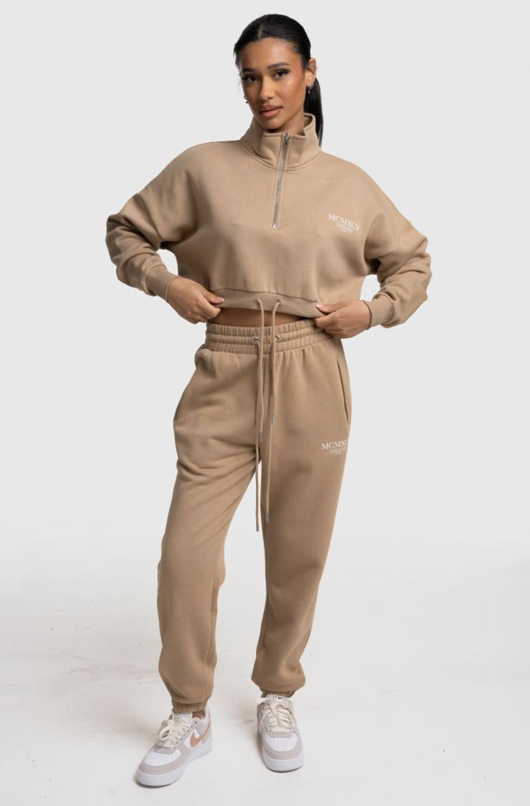 Beck & Hersey HAZE 1/4 Zip Crop - Sand
