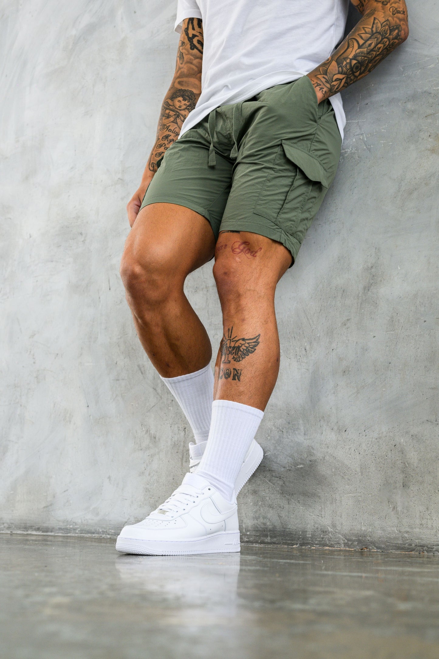 FINETASLAN UTILITY CARGO SHORTS - SAGE