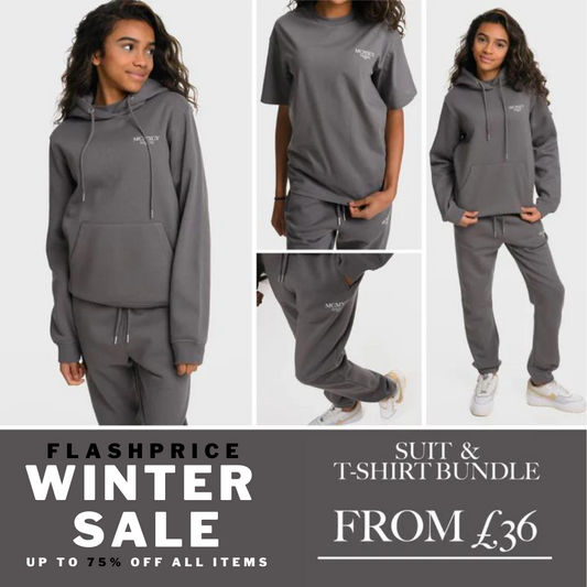 BUNDLE PACK - GLACIER GIRLS TRACKSUIT & T-SHIRT SET - SLATE