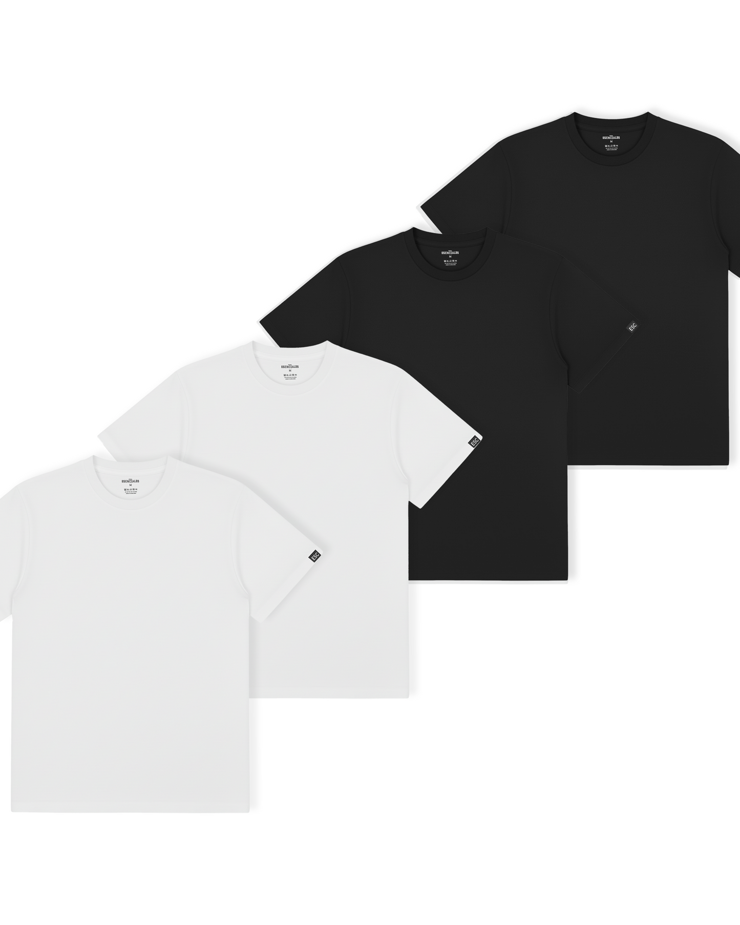 4 PACK T-SHIRT - WHITE/BLACK