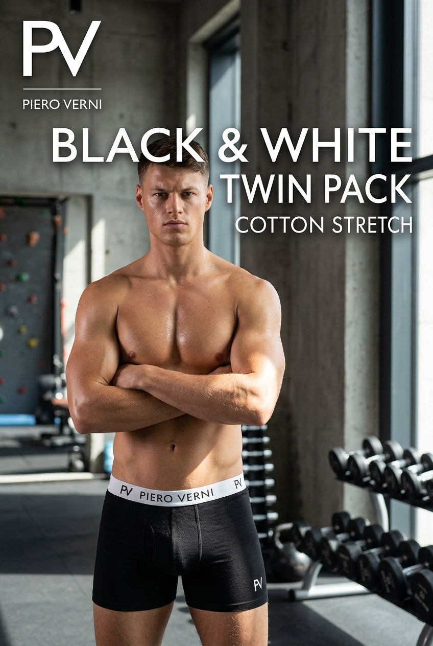 2 PACK BOXERS - BLACK/WHITE