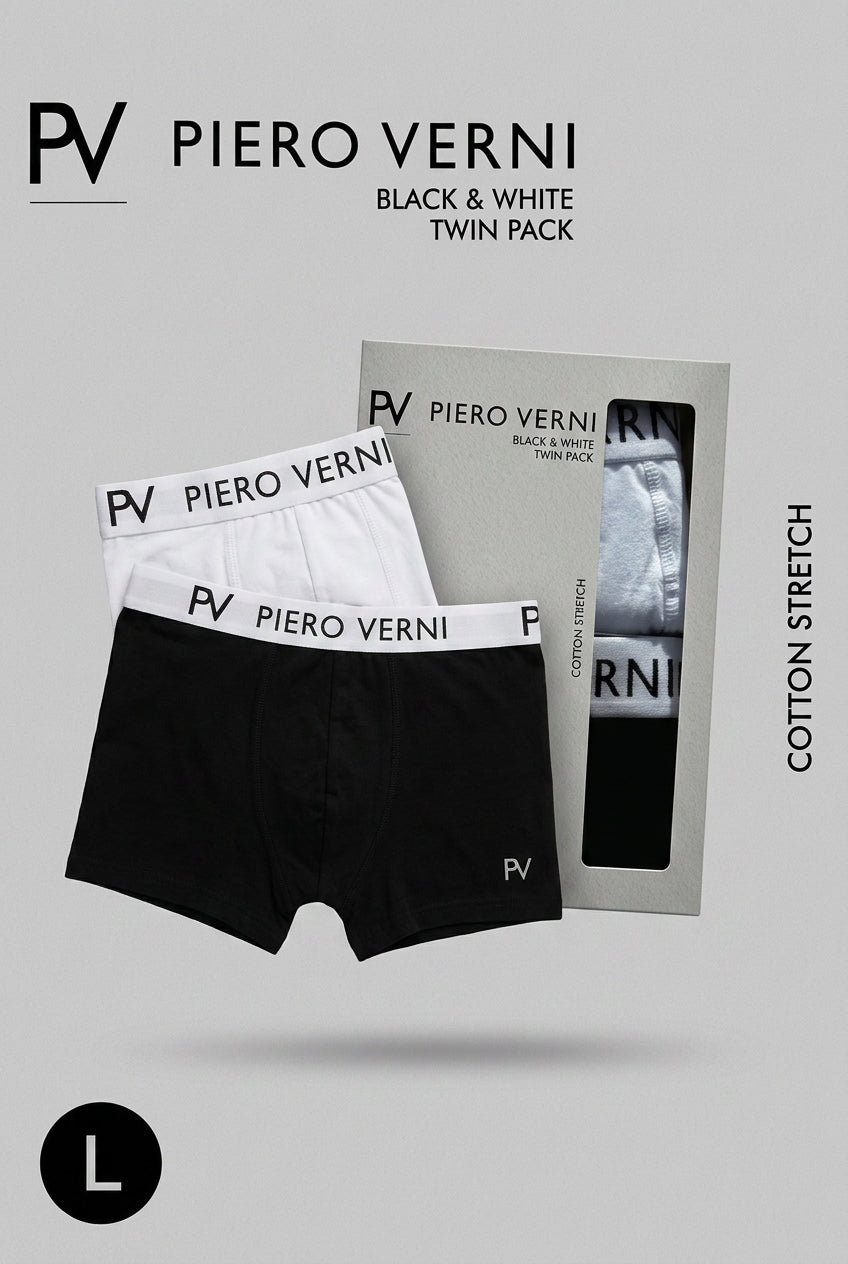 2 PACK BOXERS - BLACK/WHITE