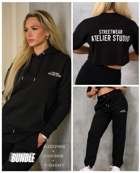 BUNDLE PACK - ATELIER TRACKSUIT & T-SHIRT SET - BLACK