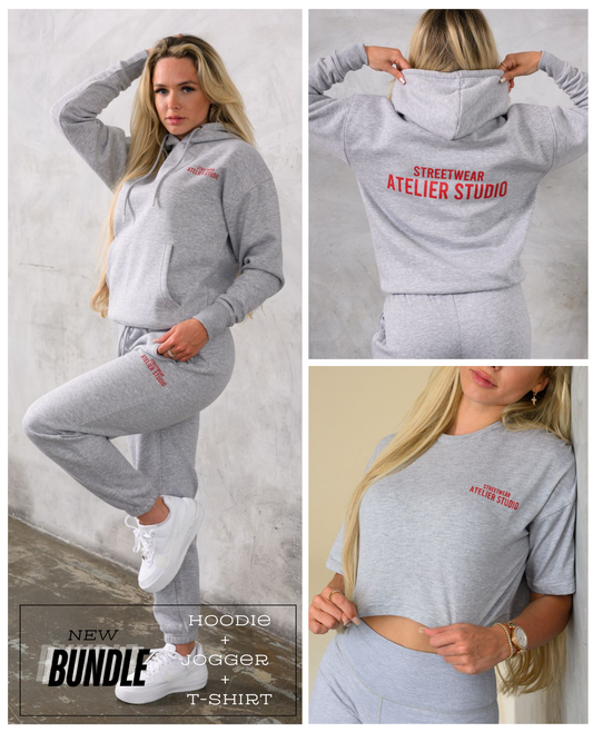 BUNDLE PACK - ATELIER TRACKSUIT & T-SHIRT SET - GREY MARL