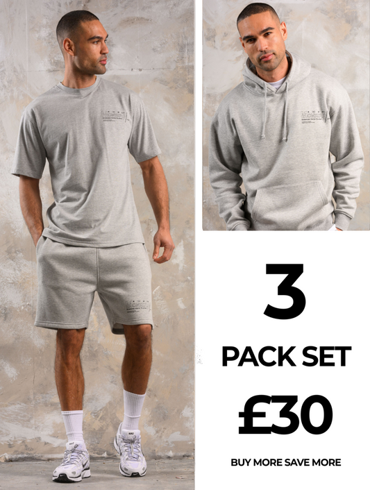 COBRA HOODY TEE & SHORT SET - GREY MARL