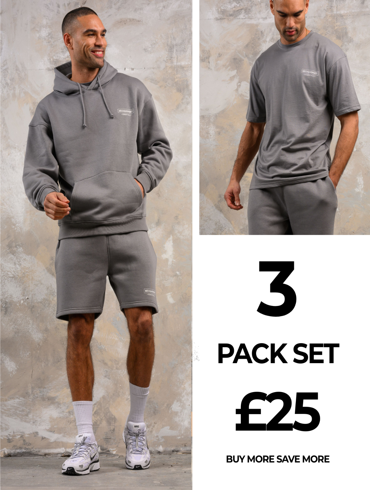 ESSENTIALS HOODY TEE & SHORT SET - LAVA