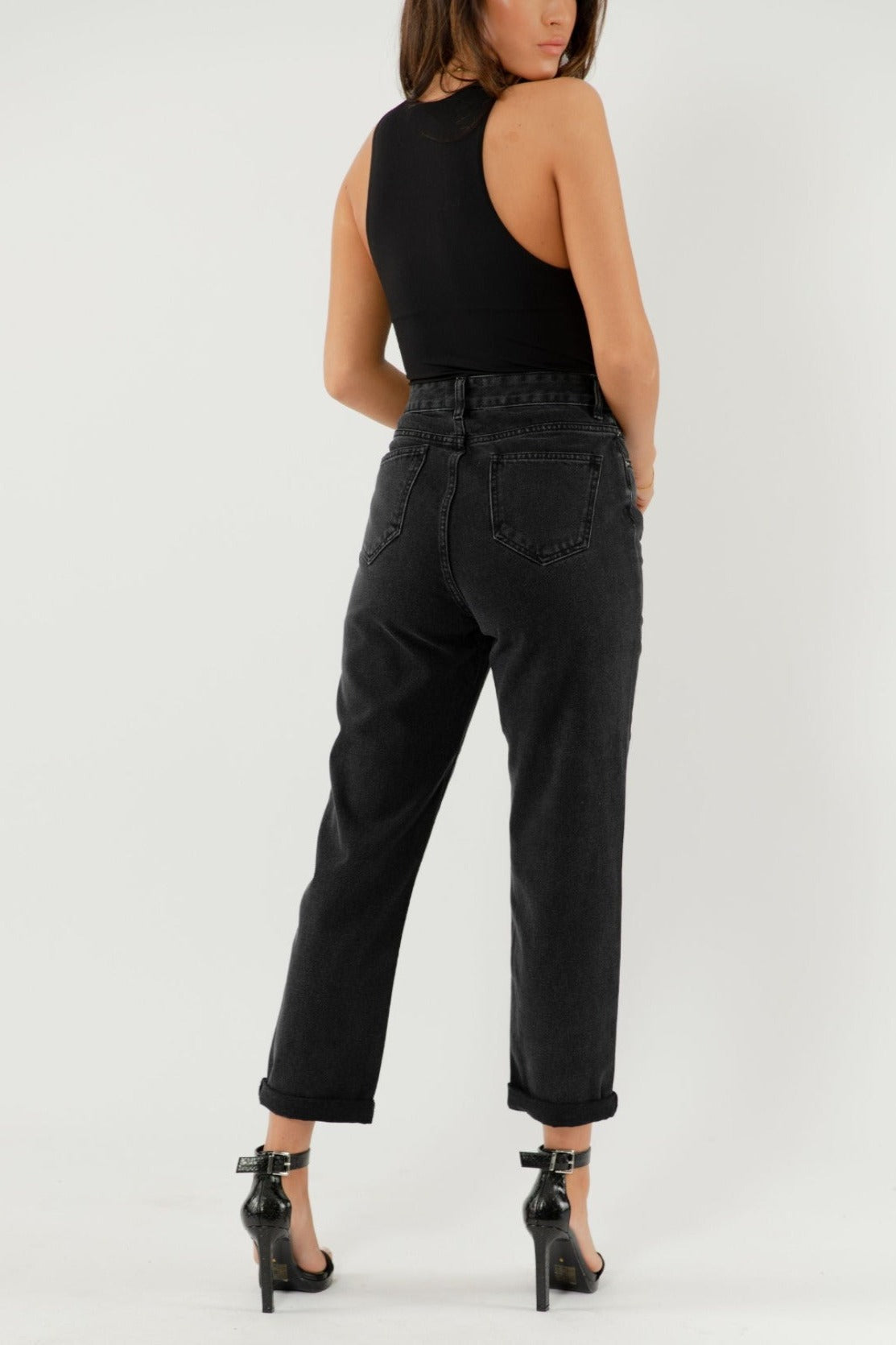 POPPY Slim MOM Jeans - Washed Black