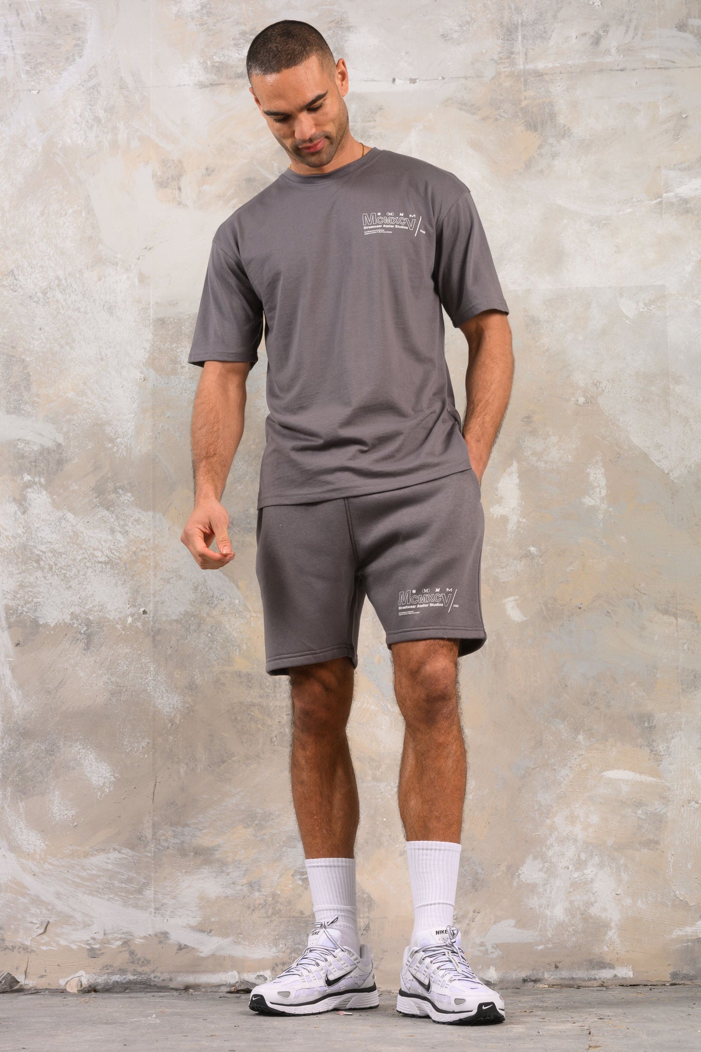 COBRA HOODY TEE & SHORT SET - CHARCOAL