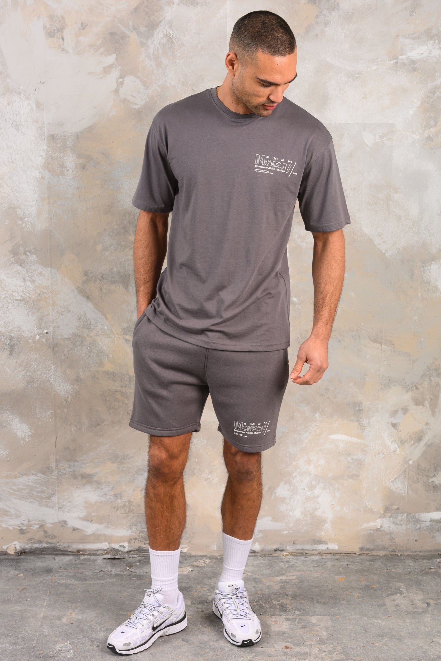 COBRA HOODY TEE & SHORT SET - CHARCOAL