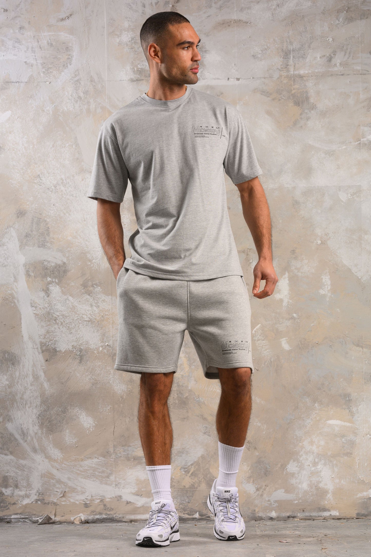 COBRA HOODY TEE & SHORT SET - GREY MARL