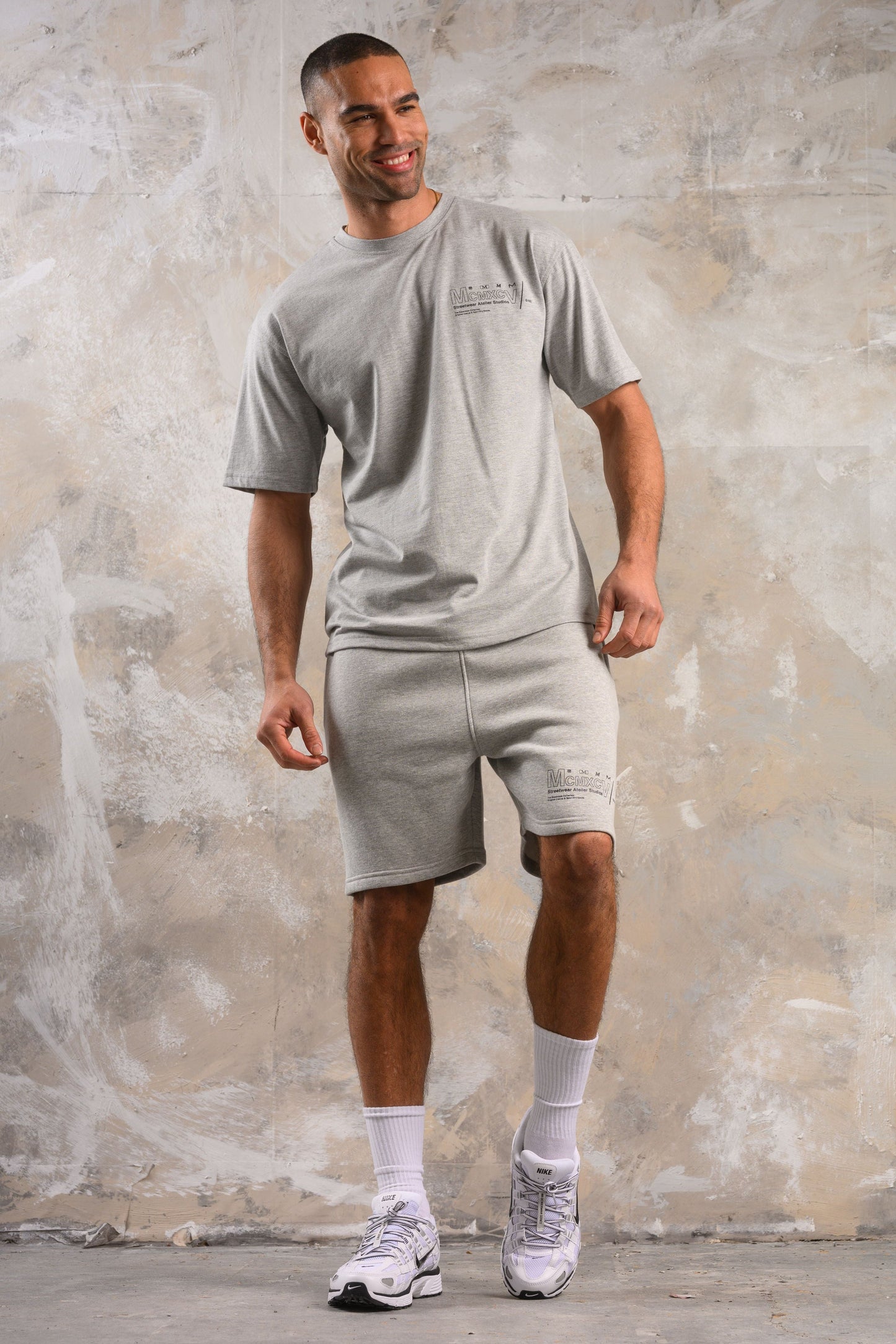 COBRA HOODY TEE & SHORT SET - GREY MARL