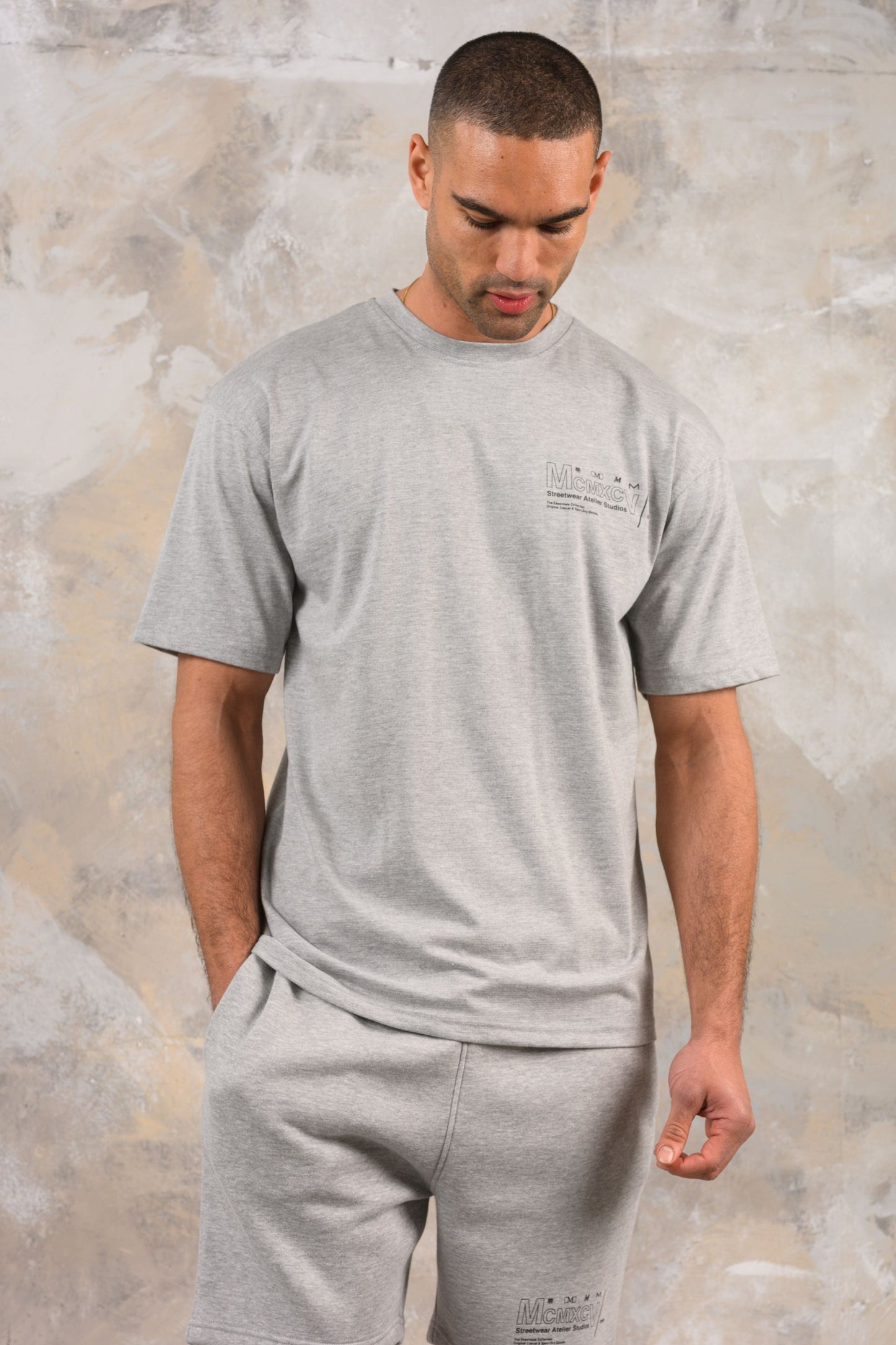 COBRA HOODY TEE & SHORT SET - GREY MARL