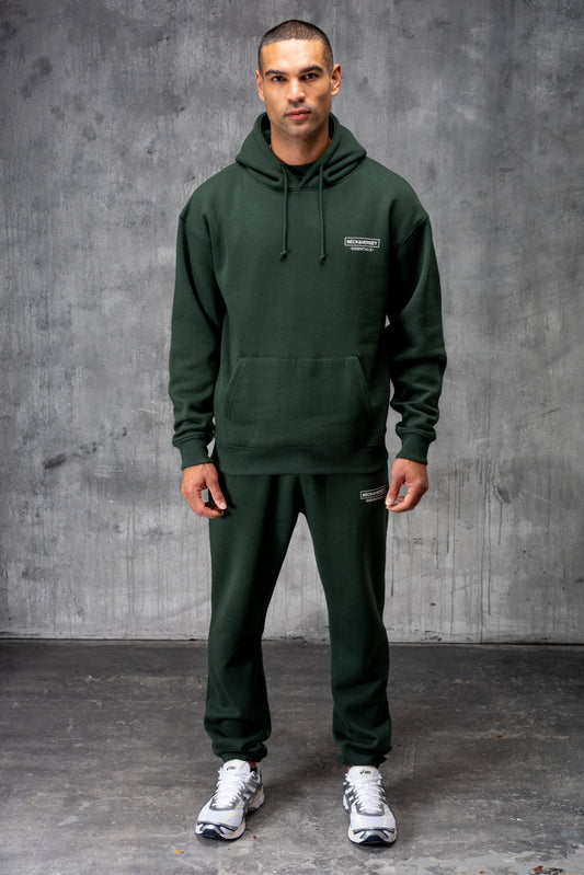 ESSENTIALS HOODY TEE & JOGGER SET - HUNTER GREEN