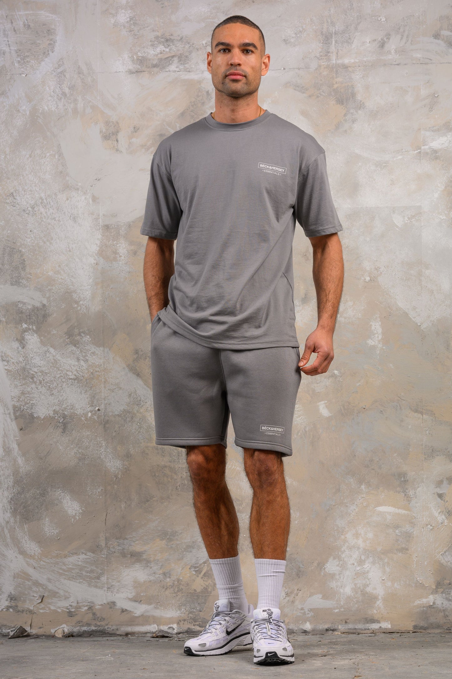 ESSENTIALS HOODY TEE & SHORT SET - LAVA