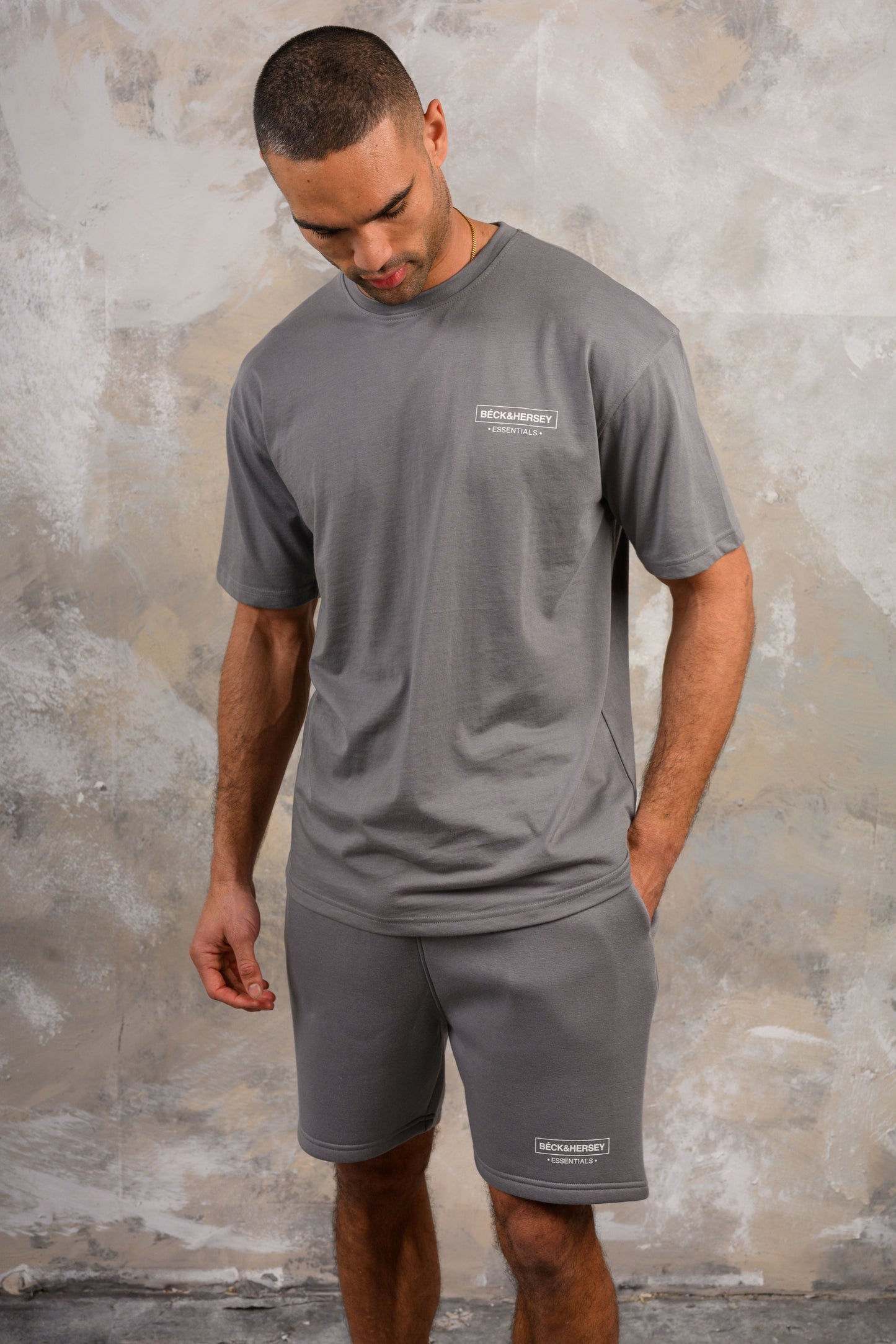 ESSENTIALS HOODY TEE & SHORT SET - LAVA
