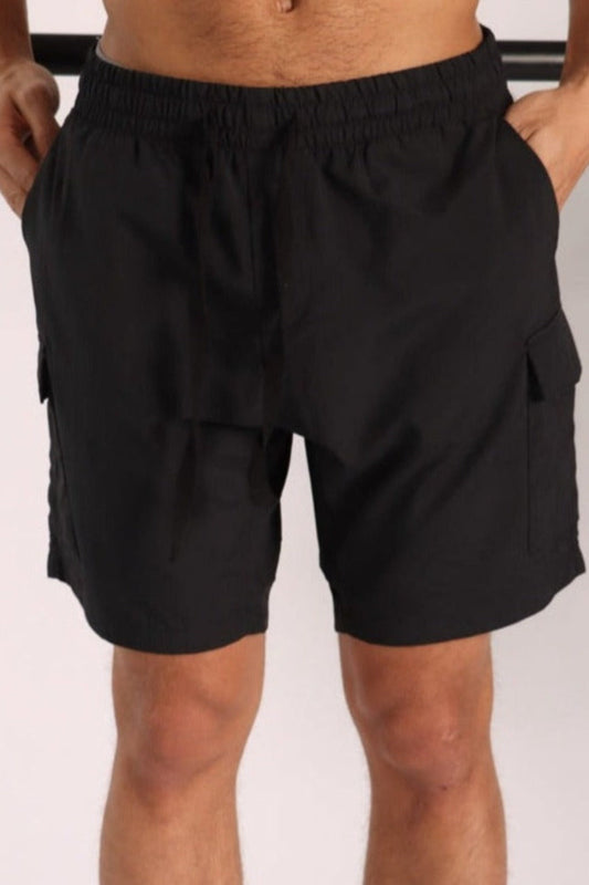 FINETASLAN Utility Cargo Shorts - Black