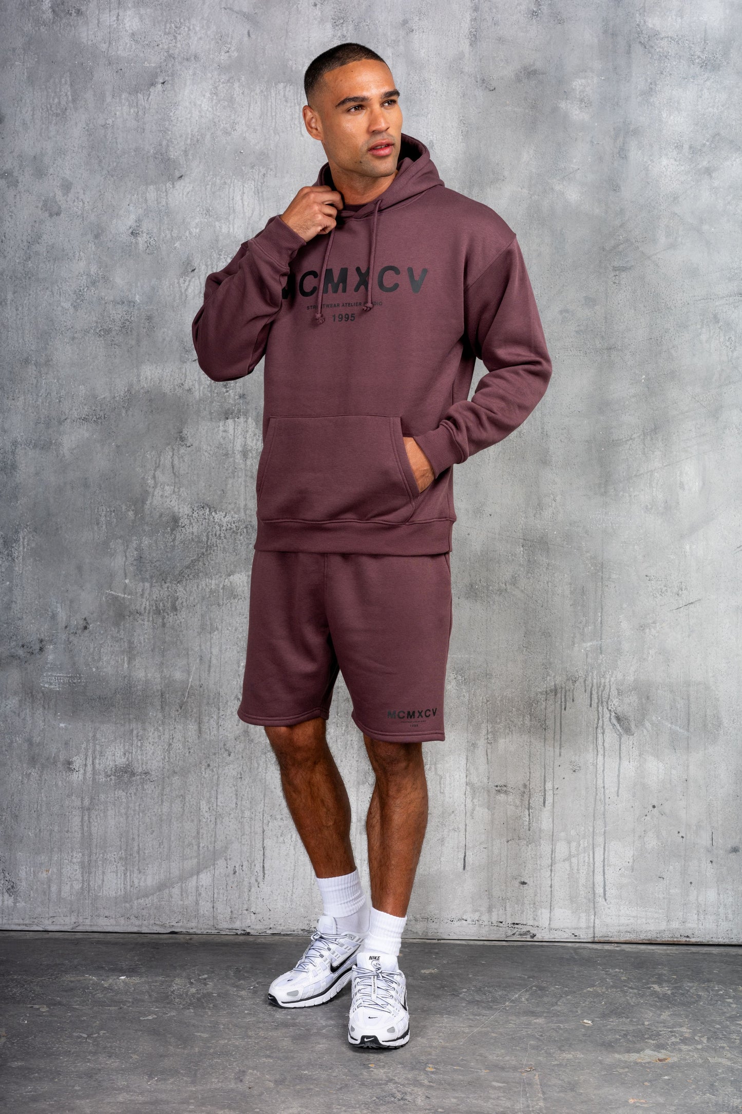 GAMBIT HOODY TEE & SHORT SET - CLARET
