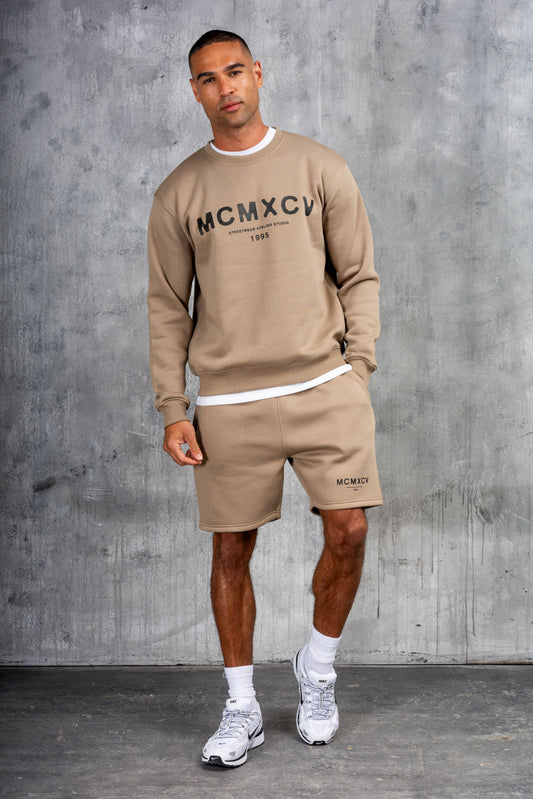 GAMBIT CREW SWEAT - TEE & SHORT SET - STONE