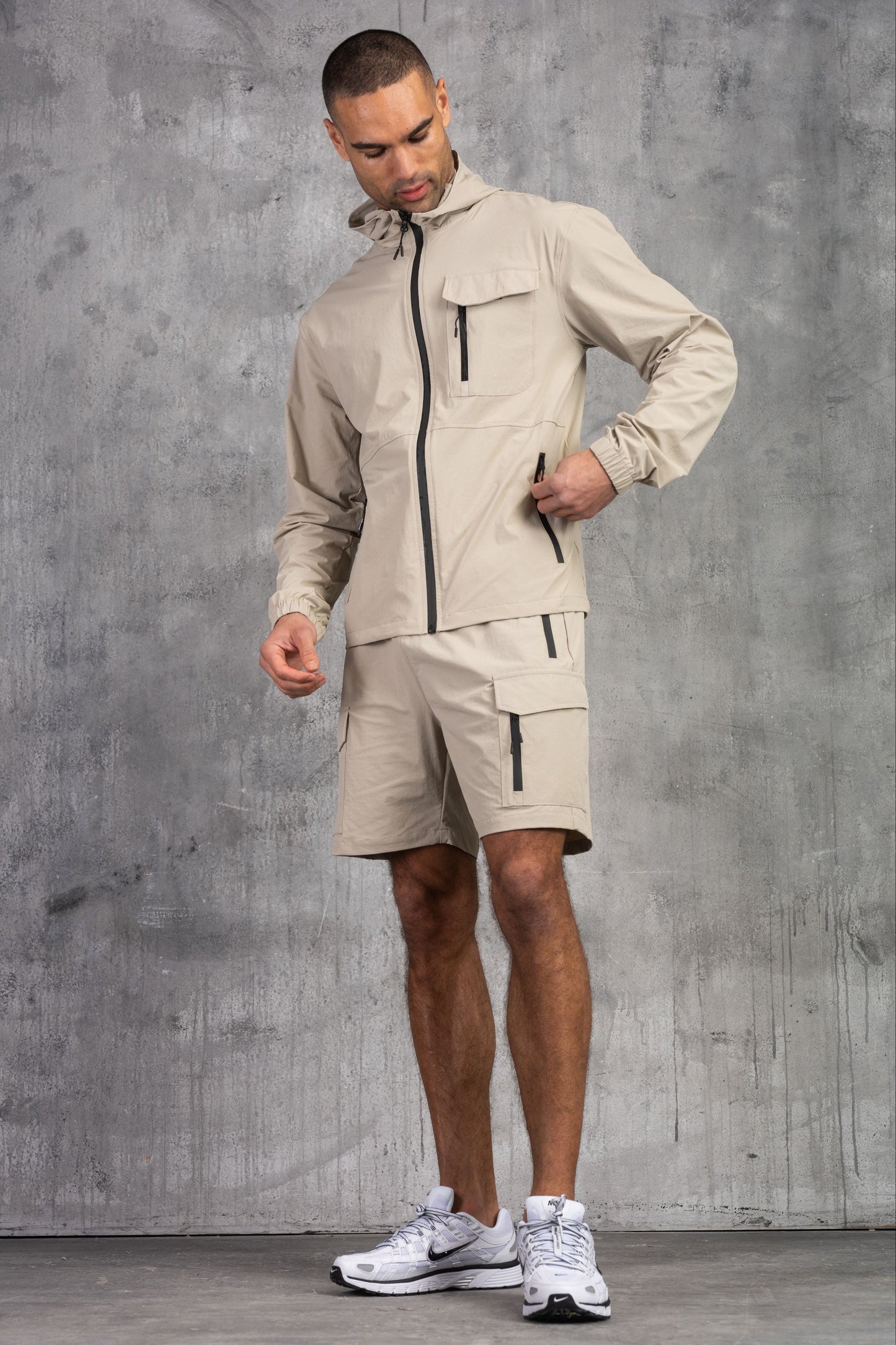 JETSTAR JACKET & SHORT SET - STONE
