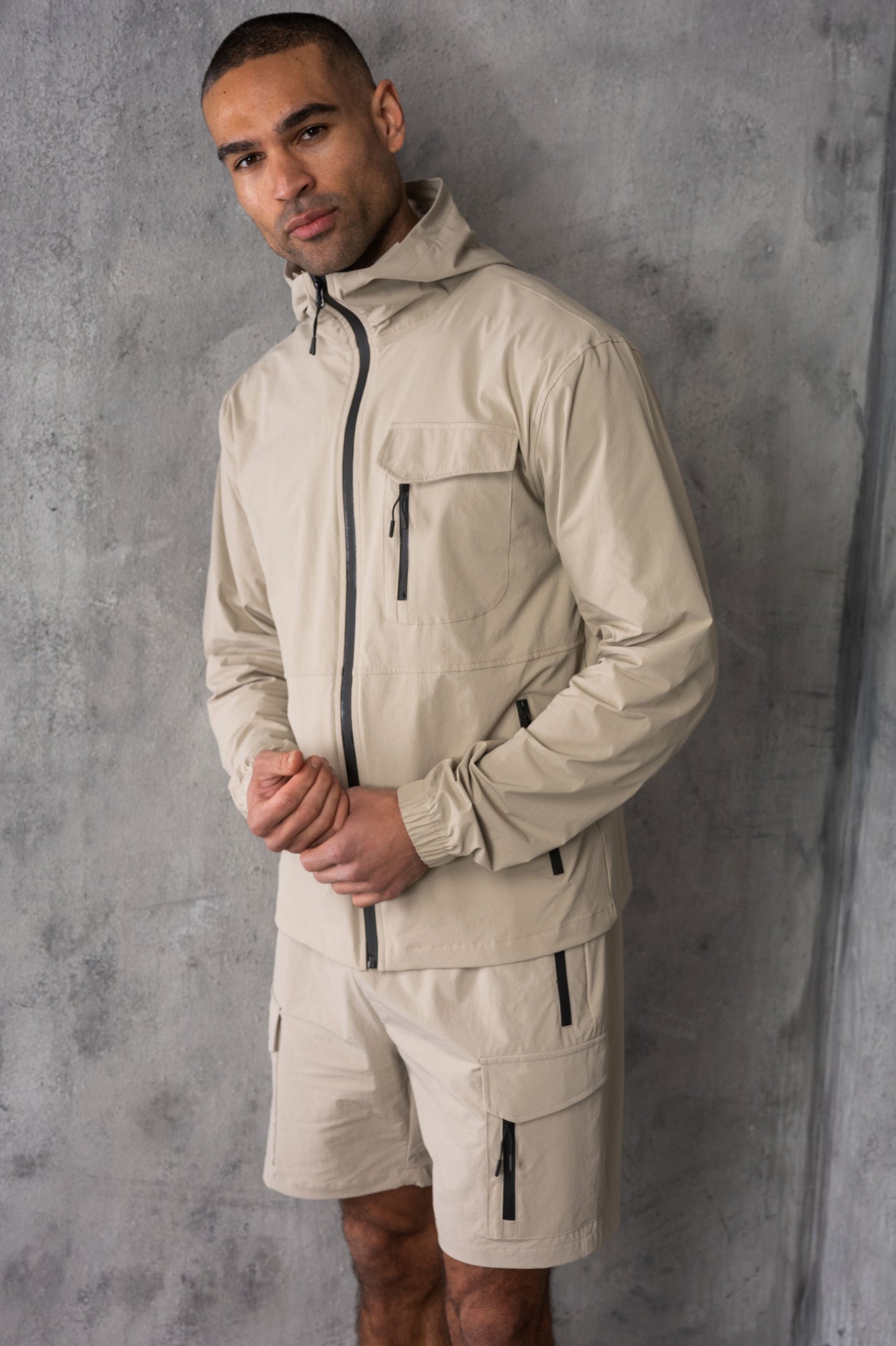 JETSTAR JACKET & SHORT SET - STONE