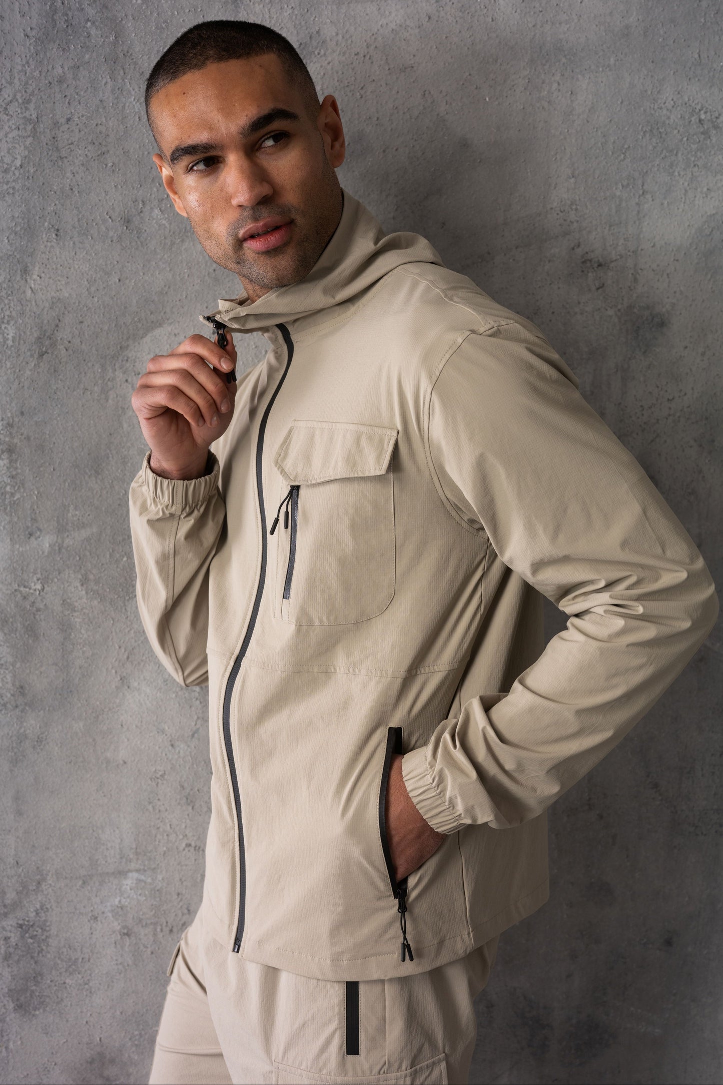 JETSTAR JACKET & SHORT SET - STONE