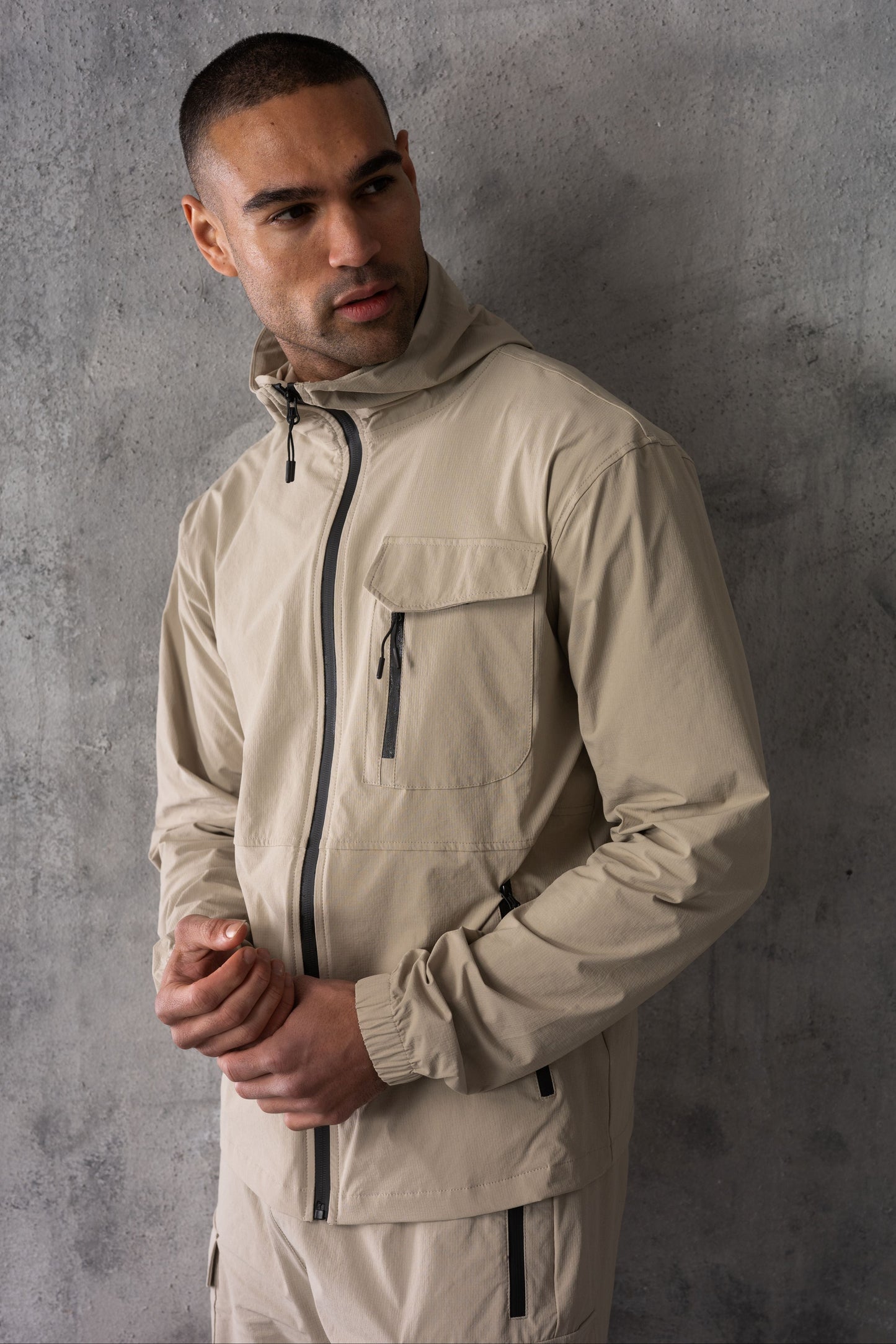 JETSTAR JACKET & SHORT SET - STONE