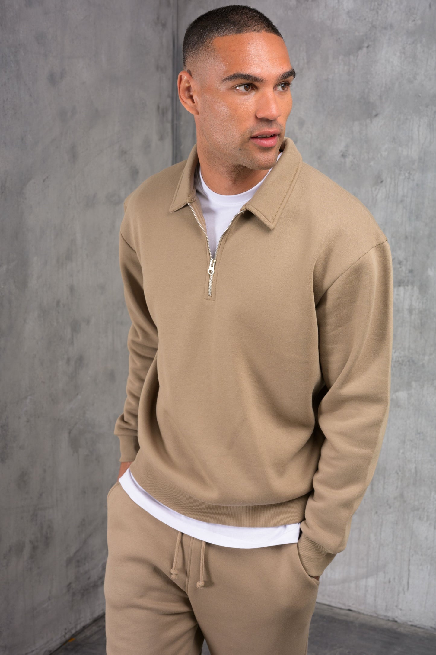 MATEUS 1/4 ZIP TRACKSUIT - STONE
