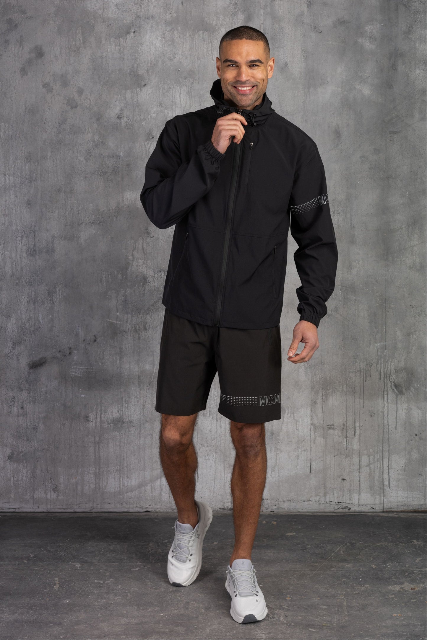 2 PACK OLYMPUS WINDBREAKER JACKET & SHORT SET- BLACK & ICE GREY