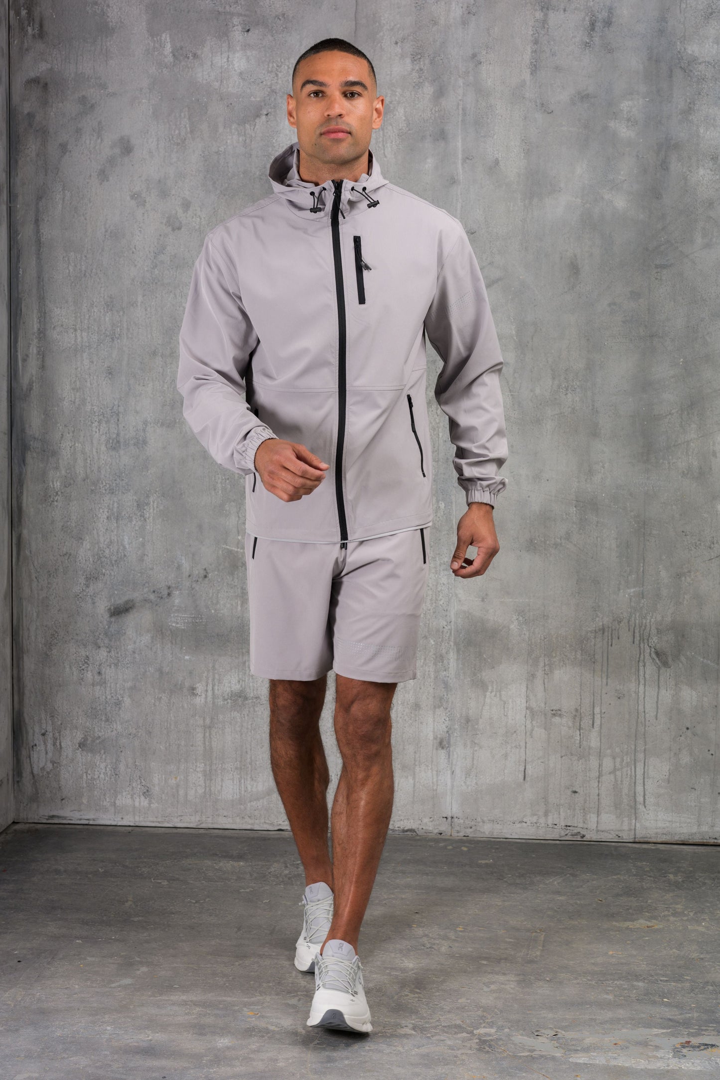2 PACK OLYMPUS WINDBREAKER JACKET & SHORT SET- BLACK & ICE GREY