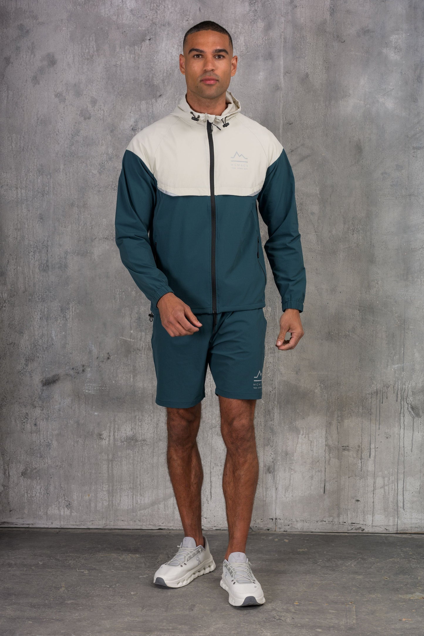 SOLAR WINDBREAKER JACKET & SHORT SET- ASH/TEAL