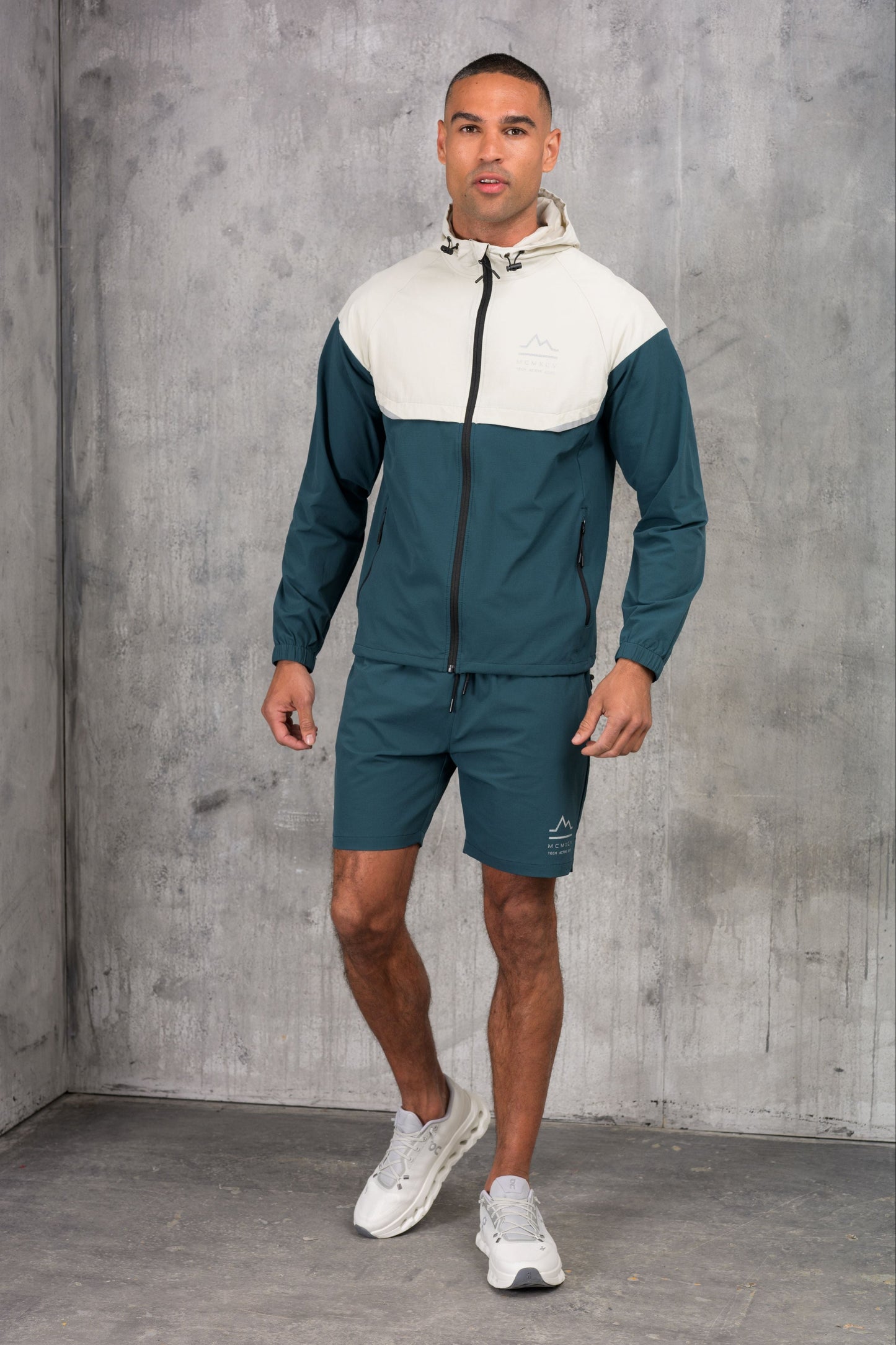 SOLAR WINDBREAKER JACKET & SHORT SET- ASH/TEAL