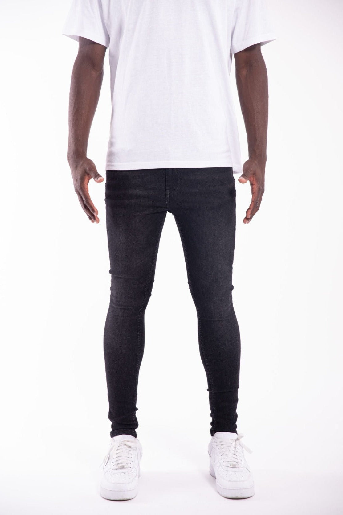 Spray On Skinny Fit Jeans - Washed Black