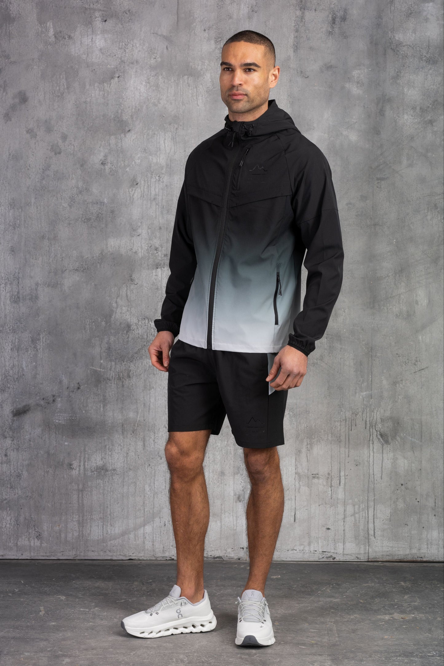 SURGE WINDBREAKER JACKET & SHORT - SILVER/BLACK