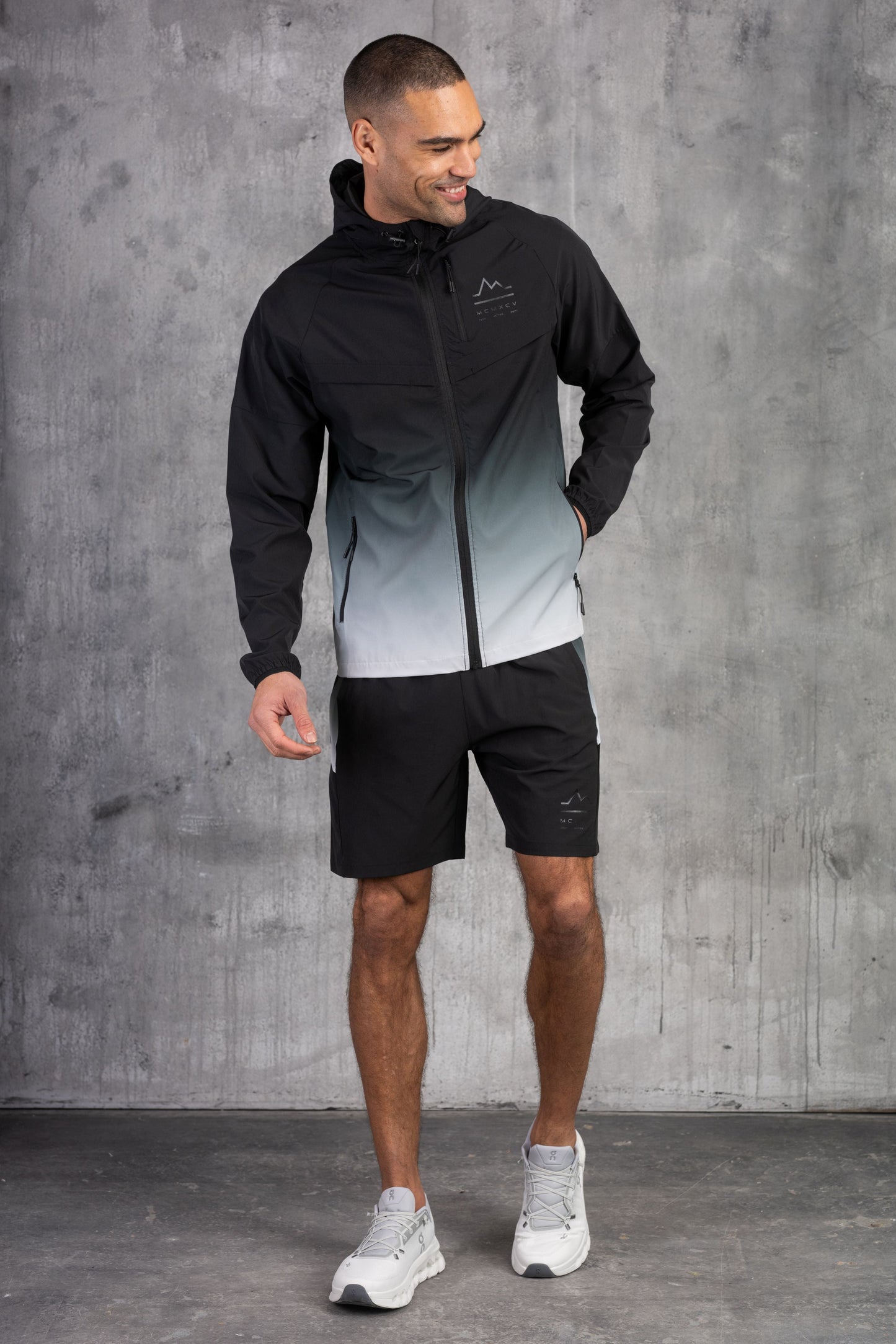 SURGE WINDBREAKER JACKET & SHORT - SILVER/BLACK