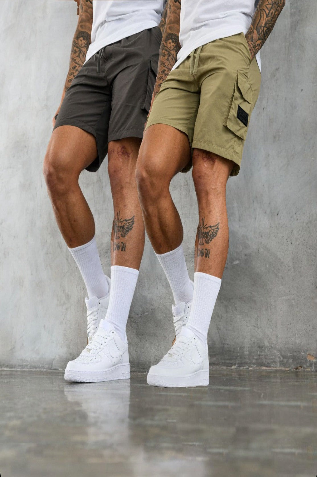 2 PACK ELITE CARGO SHORTS - DK GREY & CEMENT