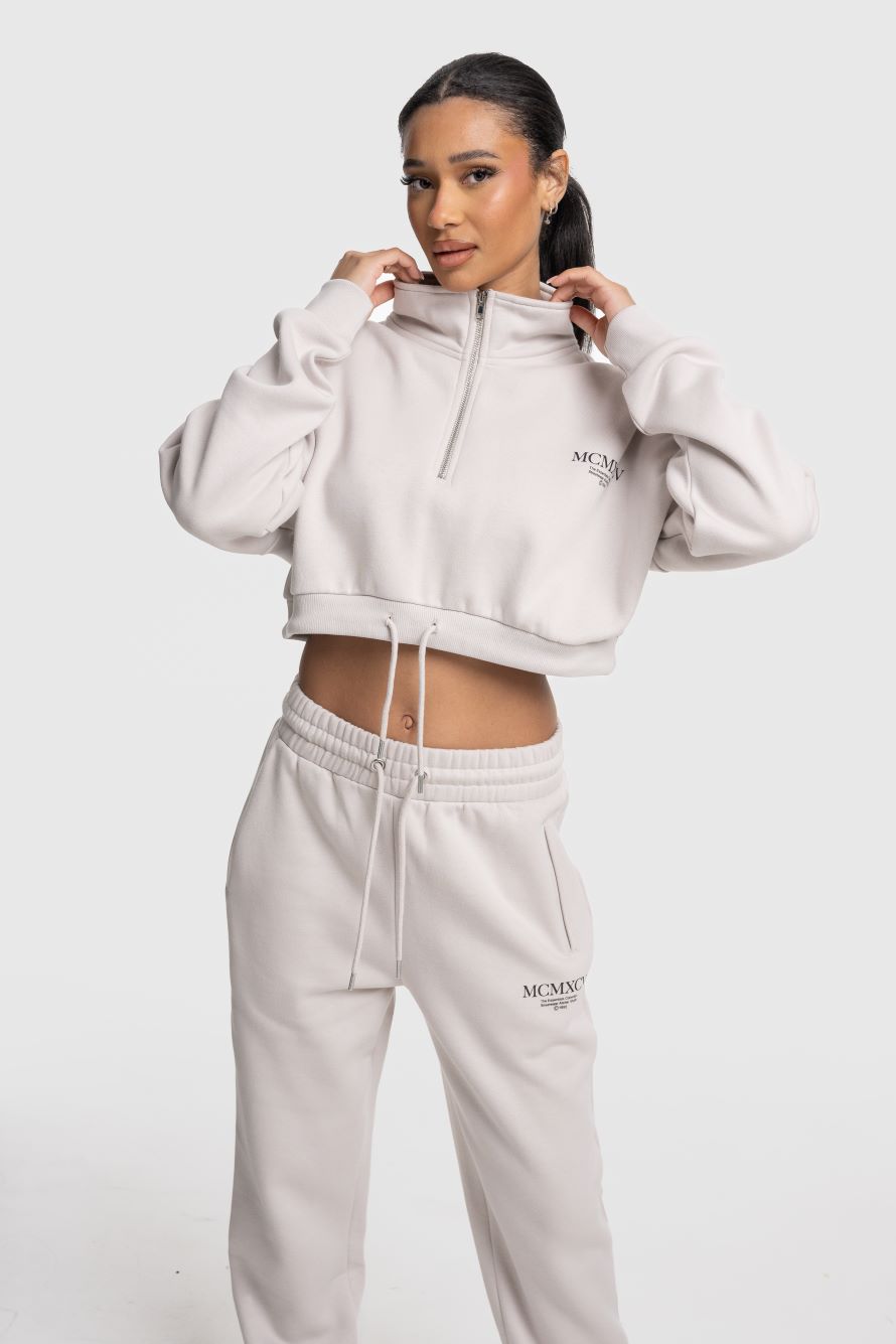 HAZE 1/4 ZIP CROP - OFF WHITE