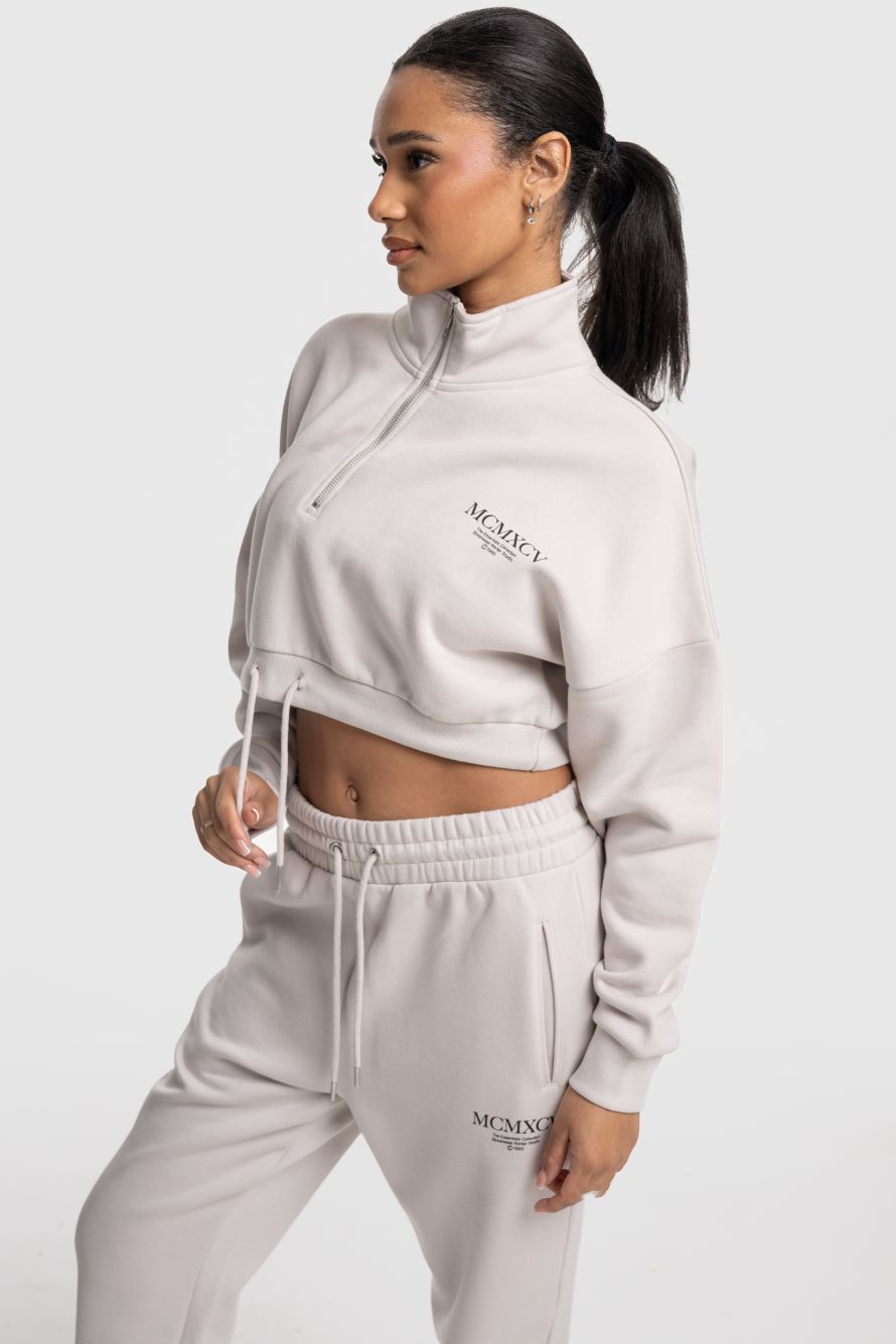 HAZE 1/4 ZIP CROP - OFF WHITE