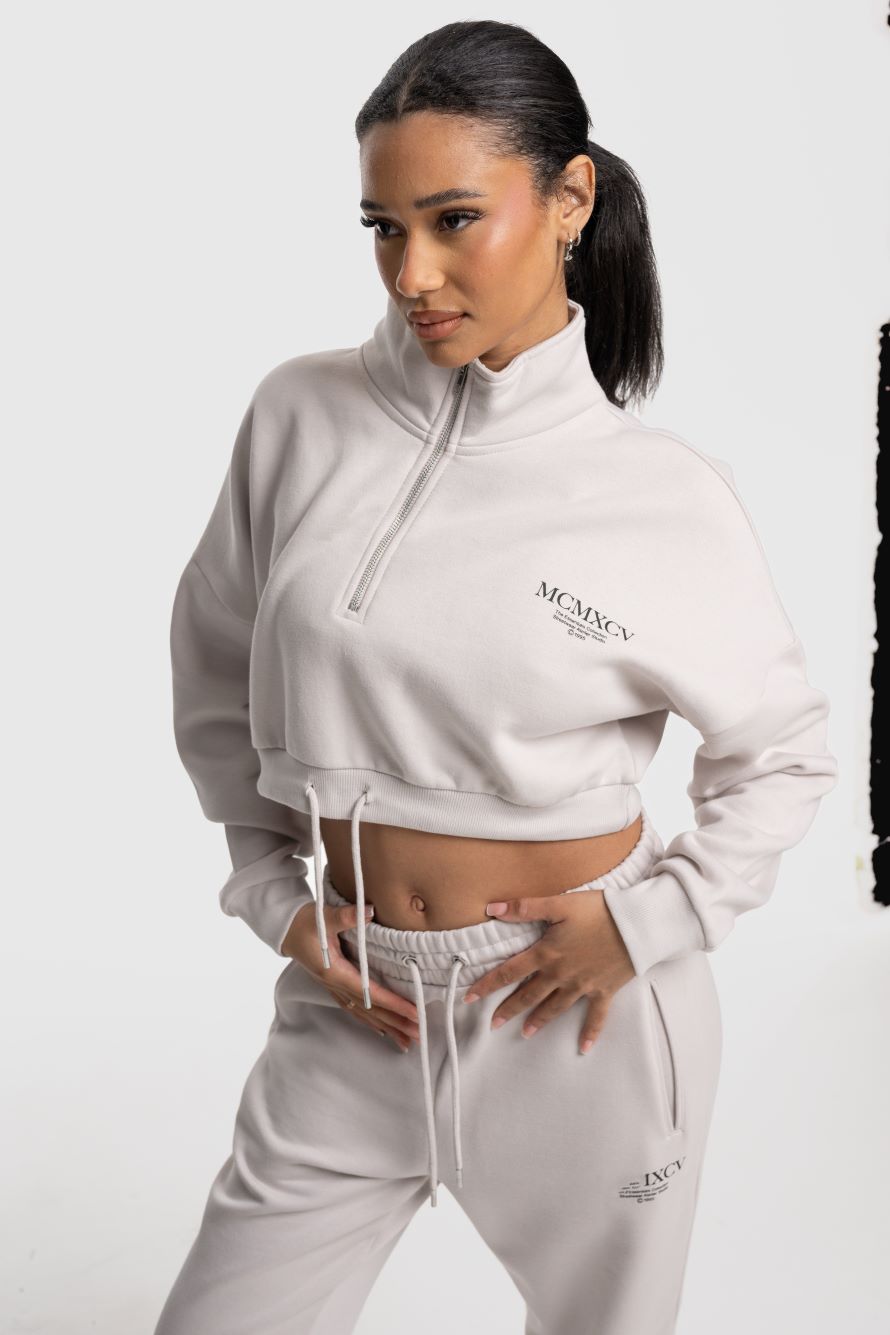 HAZE 1/4 ZIP CROP - OFF WHITE