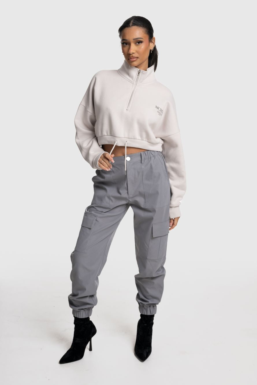 HAZE 1/4 ZIP CROP - OFF WHITE